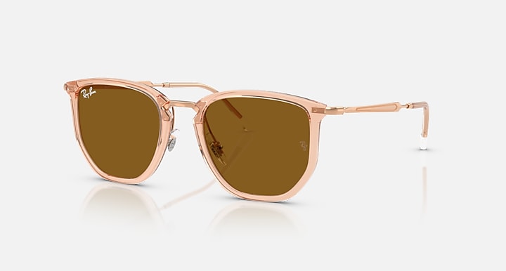 Ray-Ban RB4451 Transparent Beige; Rosegold with Brown Solid Color lenses - Quarter