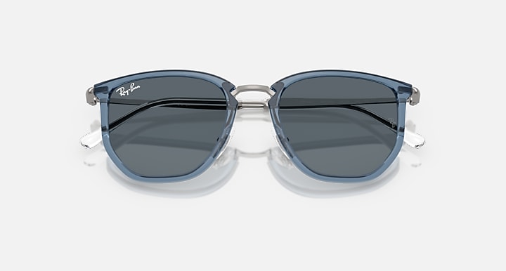 Ray-Ban RB4451 Transparent Blue; Gunmetal with Blue Solid Color lenses - Closed Front