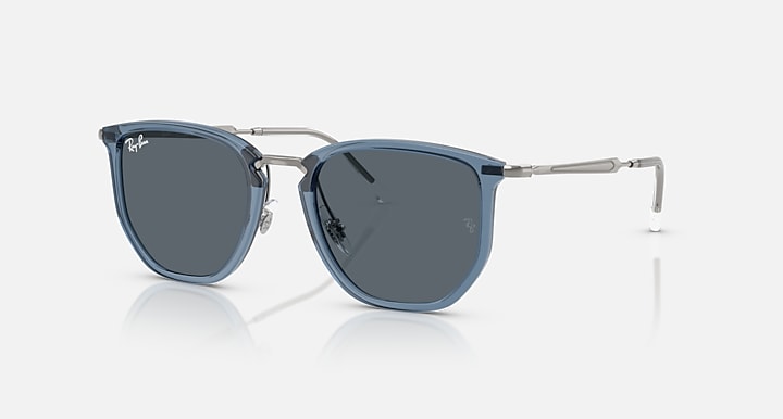 Ray-Ban RB4451 Transparent Blue; Gunmetal with Blue Solid Color lenses - Quarter