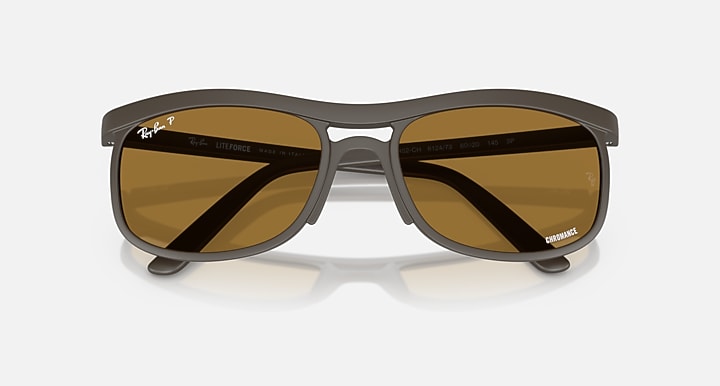 Ray-Ban RB4452 POLARIZED+ LENSES LITEFORCE Sand Brown with Brown Polarized+ Polarized+ lenses - Closed Front
