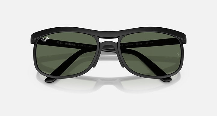 Ray-Ban RB4452 LITEFORCE Sand Black with Dark Green Solid Color lenses - Closed Front