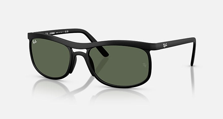 Ray-Ban RB4452 LITEFORCE Sand Black with Dark Green Solid Color lenses - Quarter