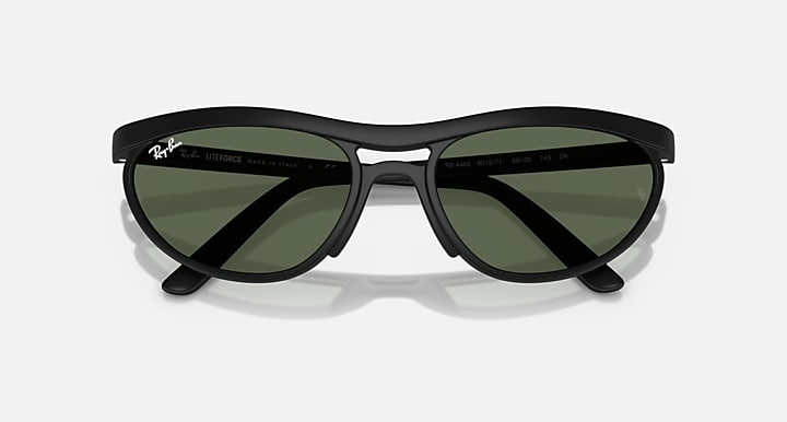 Ray-Ban PREDATOR LITEFORCE Sand Black with Dark Green Solid Color lenses - Closed Front
