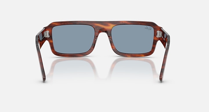 Ray-Ban FLACKO BIO-BASED Striped Havana with Blue Solid Color lenses - Back