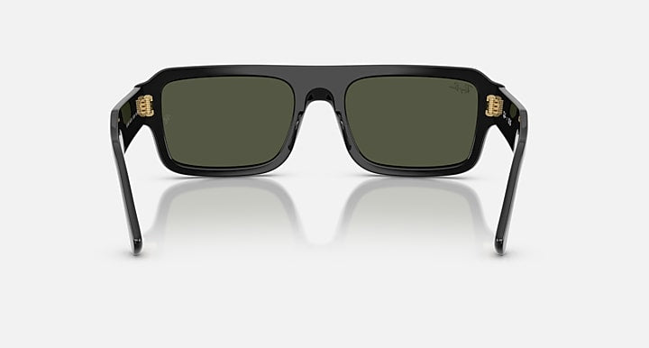 Ray-Ban FLACKO BIO-BASED Black with Green Solid Color lenses - Back
