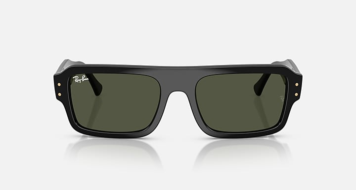 Ray-Ban FLACKO BIO-BASED Black with Green Solid Color lenses - Front