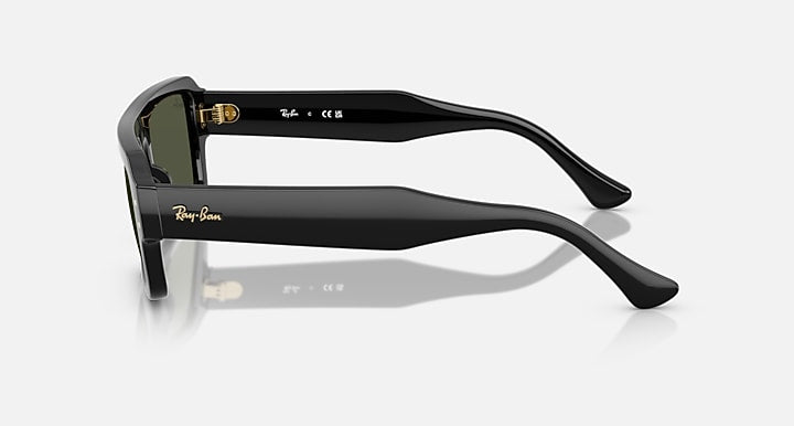 Ray-Ban FLACKO BIO-BASED Black with Green Solid Color lenses - Lateral