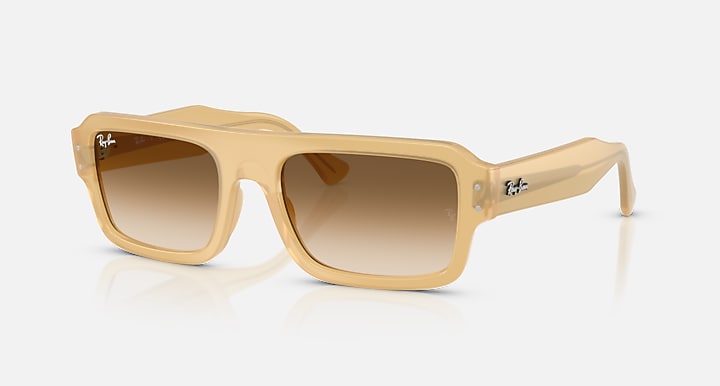 Ray-Ban FLACKO BIO-BASED Transparent Beige with Clear Gradient Brown Gradient lenses - Quarter