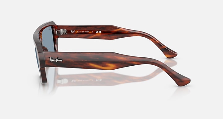 Ray-Ban FLACKO BIO-BASED Striped Havana with Blue Solid Color lenses - Lateral
