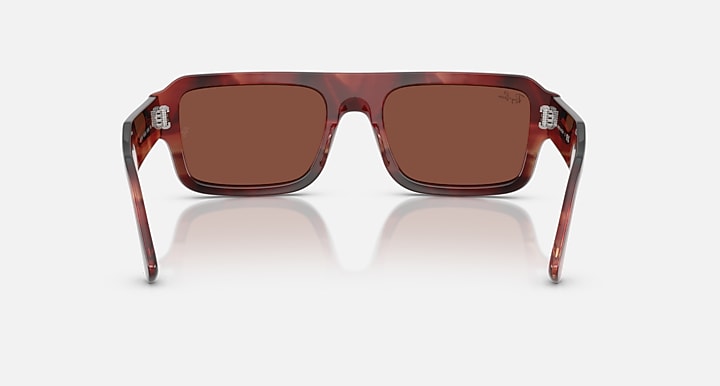 Ray-Ban FLACKO BIO-BASED Havana Red with Red Solid Color lenses - Back