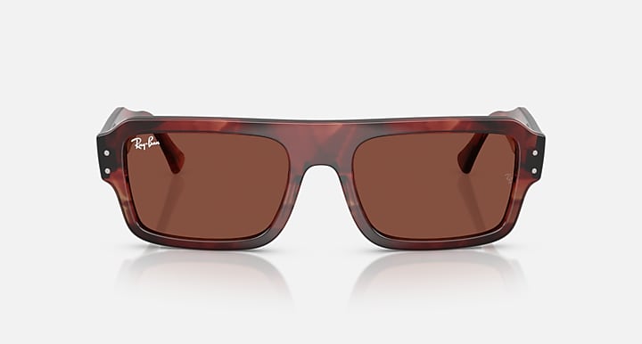 Ray-Ban FLACKO BIO-BASED Havana Red with Red Solid Color lenses - Front