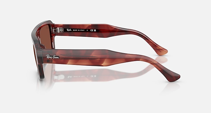 Ray-Ban FLACKO BIO-BASED Havana Red with Red Solid Color lenses - Lateral