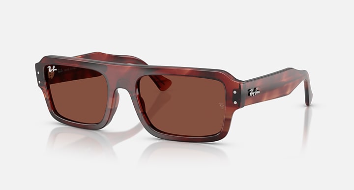 Ray-Ban FLACKO BIO-BASED Havana Red with Red Solid Color lenses - Quarter