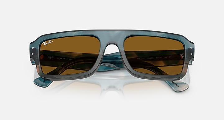 Ray-Ban FLACKO BIO-BASED Havana Blue; Havana Blu with Brown Solid Color lenses - Closed Front