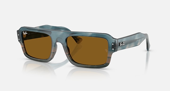 Ray-Ban FLACKO BIO-BASED Havana Blue; Havana Blu with Brown Solid Color lenses - Quarter