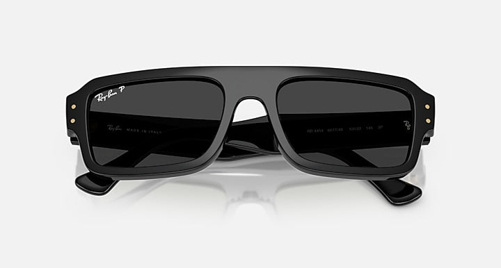 Ray-Ban FLACKO BIO-BASED Black with Polarized Black Solid Color lenses - Closed Front