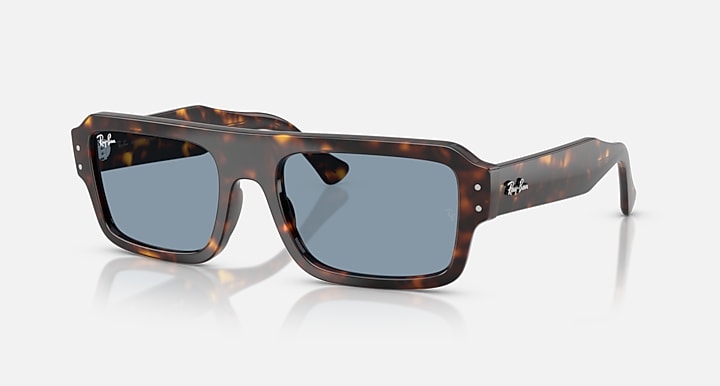 Ray-Ban FLACKO BIO-BASED Havana with Blue Solid Color lenses - Quarter