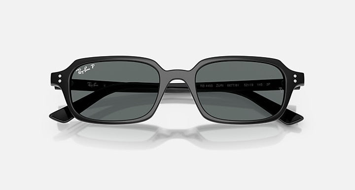 Ray-Ban ZURI BIO-BASED Black with Dark Grey Polarized Solid Color lenses - Closed Front