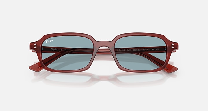 Ray-Ban ZURI BIO-BASED Rosty Brown with Blue Solid Color lenses - Closed Front