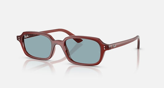 Ray-Ban ZURI BIO-BASED Rosty Brown with Blue Solid Color lenses - Quarter