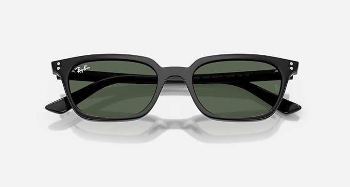 Ray-Ban ZAYA BIO-BASED Black with Dark Green Solid Color lenses - Closed Front