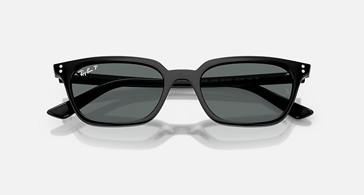Ray-Ban ZAYA BIO-BASED Black with Dark Grey Polarized Solid Color lenses - Closed Front