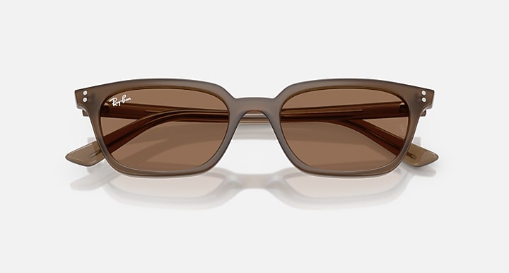 Ray-Ban ZAYA BIO-BASED Transparent Brown with Dark Brown Solid Color lenses - Closed Front