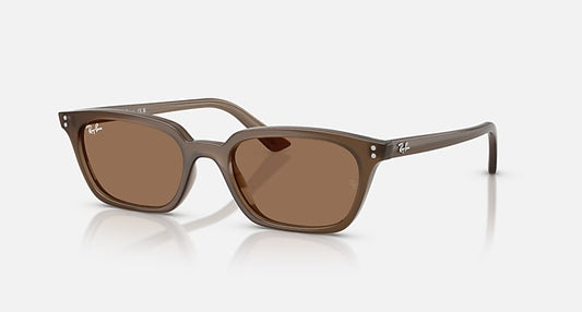 Ray-Ban ZAYA BIO-BASED Transparent Brown with Dark Brown Solid Color lenses - Quarter