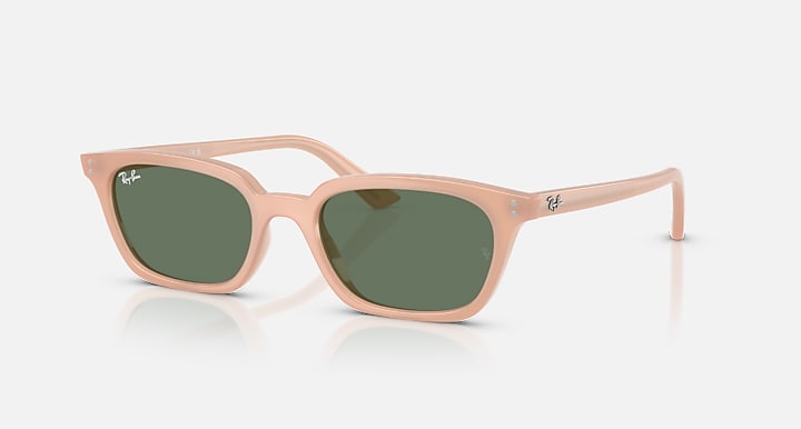 Ray-Ban ZAYA BIO-BASED Cloudy Natural Pink with Dark Green Solid Color lenses - Quarter