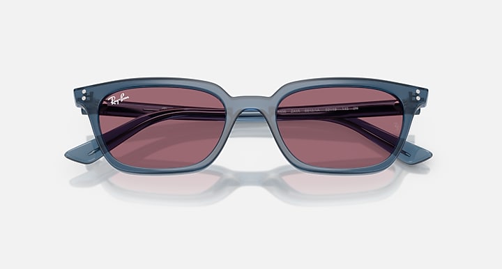 Ray-Ban ZAYA BIO-BASED Light Blue with Violet Solid Color lenses - Closed Front