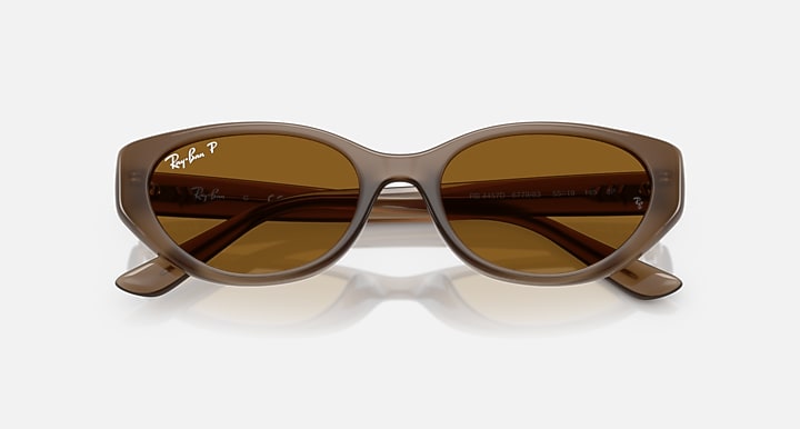 Ray-Ban RB4457D BIO-BASED Transparent Brown with Dark Brown Polarized Solid Color lenses - Closed Front