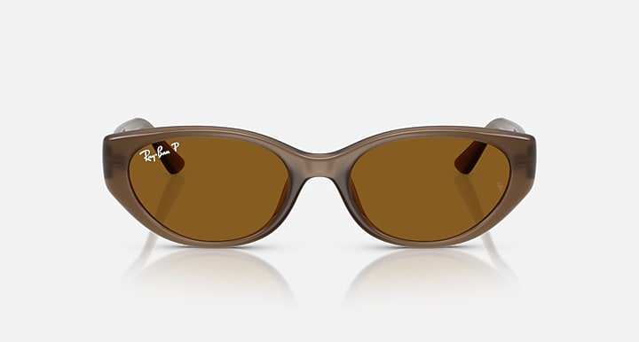 Ray-Ban RB4457D BIO-BASED Transparent Brown with Dark Brown Polarized Solid Color lenses - Front