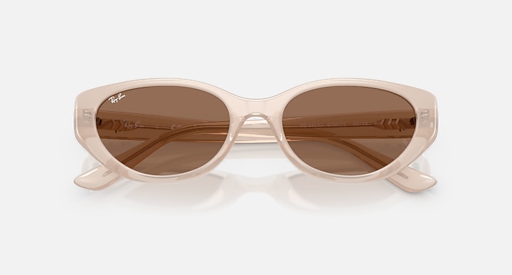 Ray-Ban RB4457D BIO-BASED Opal Beige with Dark Brown Solid Color lenses - Closed Front