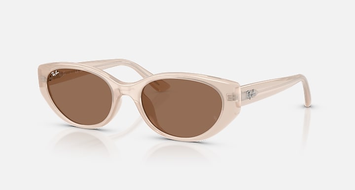 Ray-Ban RB4457D BIO-BASED Opal Beige with Dark Brown Solid Color lenses - Quarter