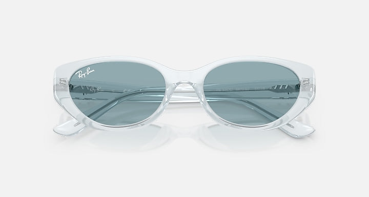Ray-Ban RB4457D BIO-BASED Transparent Ice with Blue Solid Color lenses - Closed Front