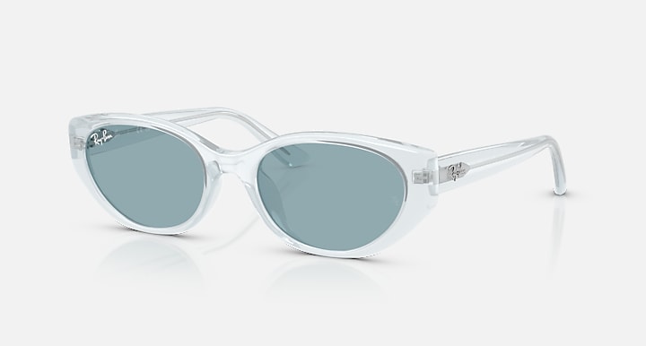 Ray-Ban RB4457D BIO-BASED Transparent Ice with Blue Solid Color lenses - Quarter