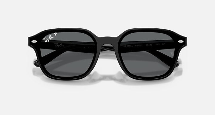 Ray-Ban RB4458D Black with Dark Grey Polarized Solid Color lenses - Closed Front