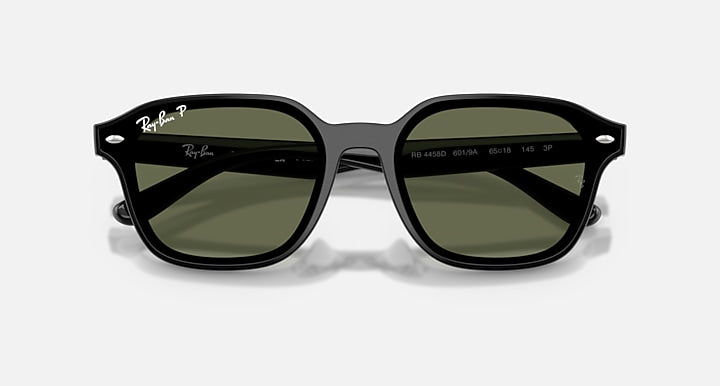 Ray-Ban RB4458D Black with Dark Green Polarized Solid Color lenses - Closed Front