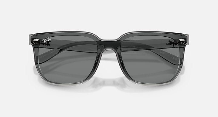Ray-Ban RB4466D Transparent Grey with Dark Grey Solid Color lenses - Closed Front