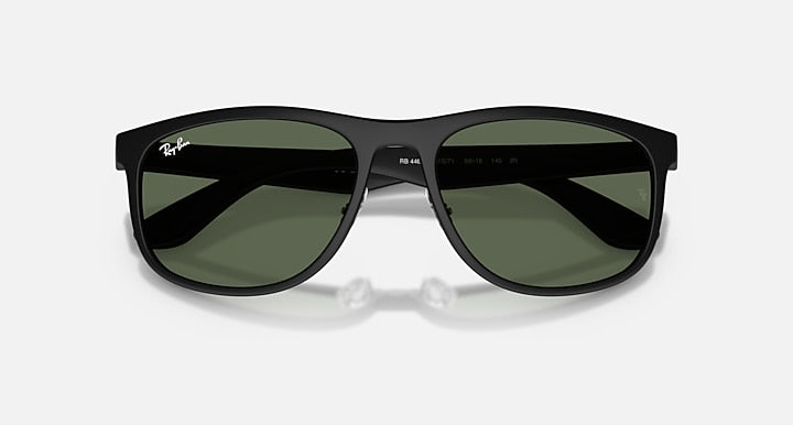 Ray-Ban RB4468 LITEFORCE Sand Black with Dark Green Solid Color lenses - Closed Front