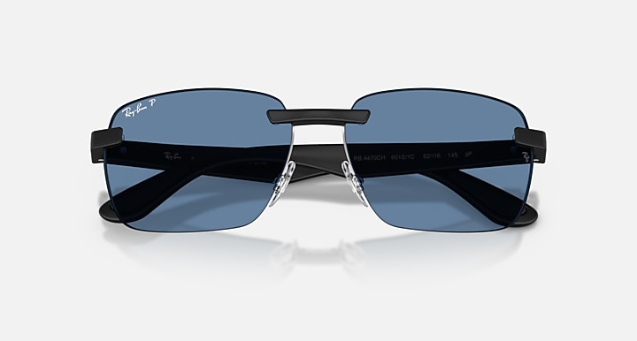 Ray-Ban RB4470 POLARIZED S LENSES Sand Black with Polarized S Blue Polarized S lenses - Closed Front
