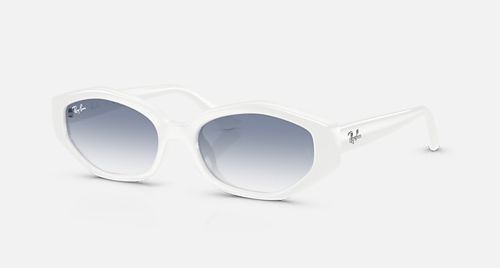 Ray-Ban RB4473D White with Clear Gradient Light Blue Gradient lenses - Quarter