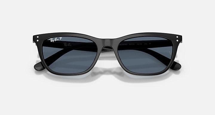 Ray-Ban RB4474D Black with Blue Polarized Solid Color lenses - Closed Front