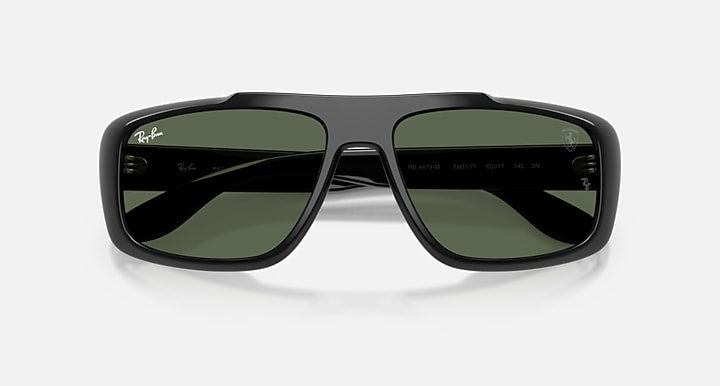 Ray-Ban RB4479M SCUDERIA FERRARI COLLECTION Black with Dark Green Solid Color lenses - Closed Front