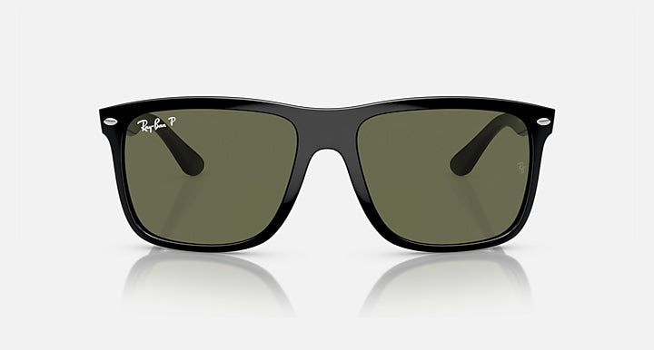 Ray-Ban BOYFRIEND TWO Black with Green Polarized Solid Color lenses - Front