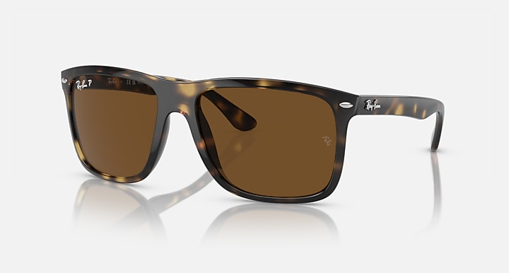 Ray-Ban BOYFRIEND TWO Havana with Brown Polarized Solid Color lenses - Quarter