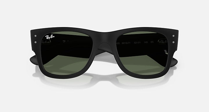 Ray-Ban MEGA WAYFARER LITEFORCE Sand Black with Dark Green Solid Color lenses - Closed Front
