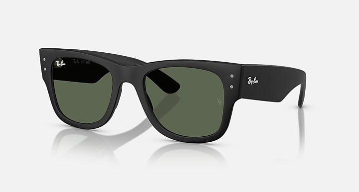 Ray-Ban MEGA WAYFARER LITEFORCE Sand Black with Dark Green Solid Color lenses - Quarter
