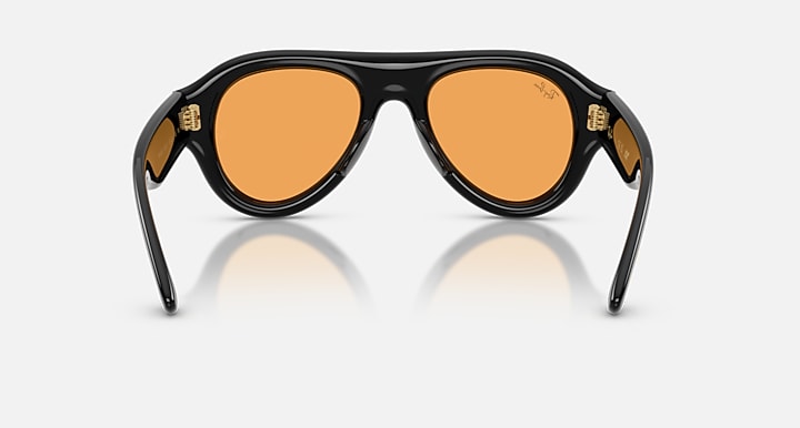 Ray-Ban AVIATOR PUFFER Black with Orange Solid Color lenses - Back