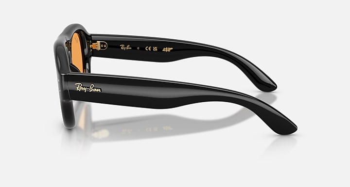 Ray-Ban AVIATOR PUFFER Black with Orange Solid Color lenses - Lateral